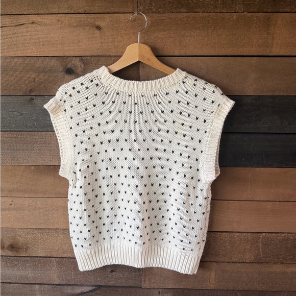 Vintage 80s Sugar Co Ltd Knit Sweater Vest Floral Cottagecore Cream - Picture 11 of 13